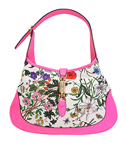 Jackie Flora Hobo M, Canvas/Leather, Neon Pink/White, 550152, DB, 4*